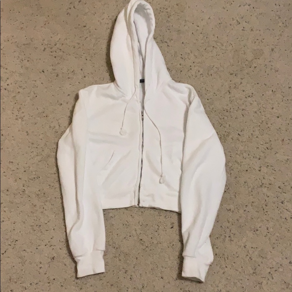 Brandy Melville  white cropped hoodie